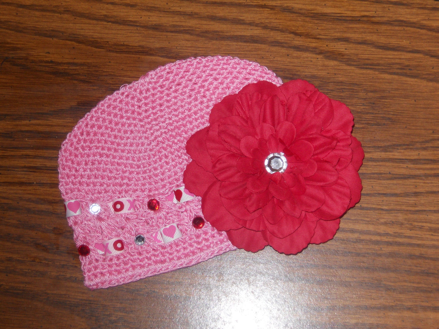 Valentine's Day Crochet Hat for Infants - 3 Years or Toddler - Adult