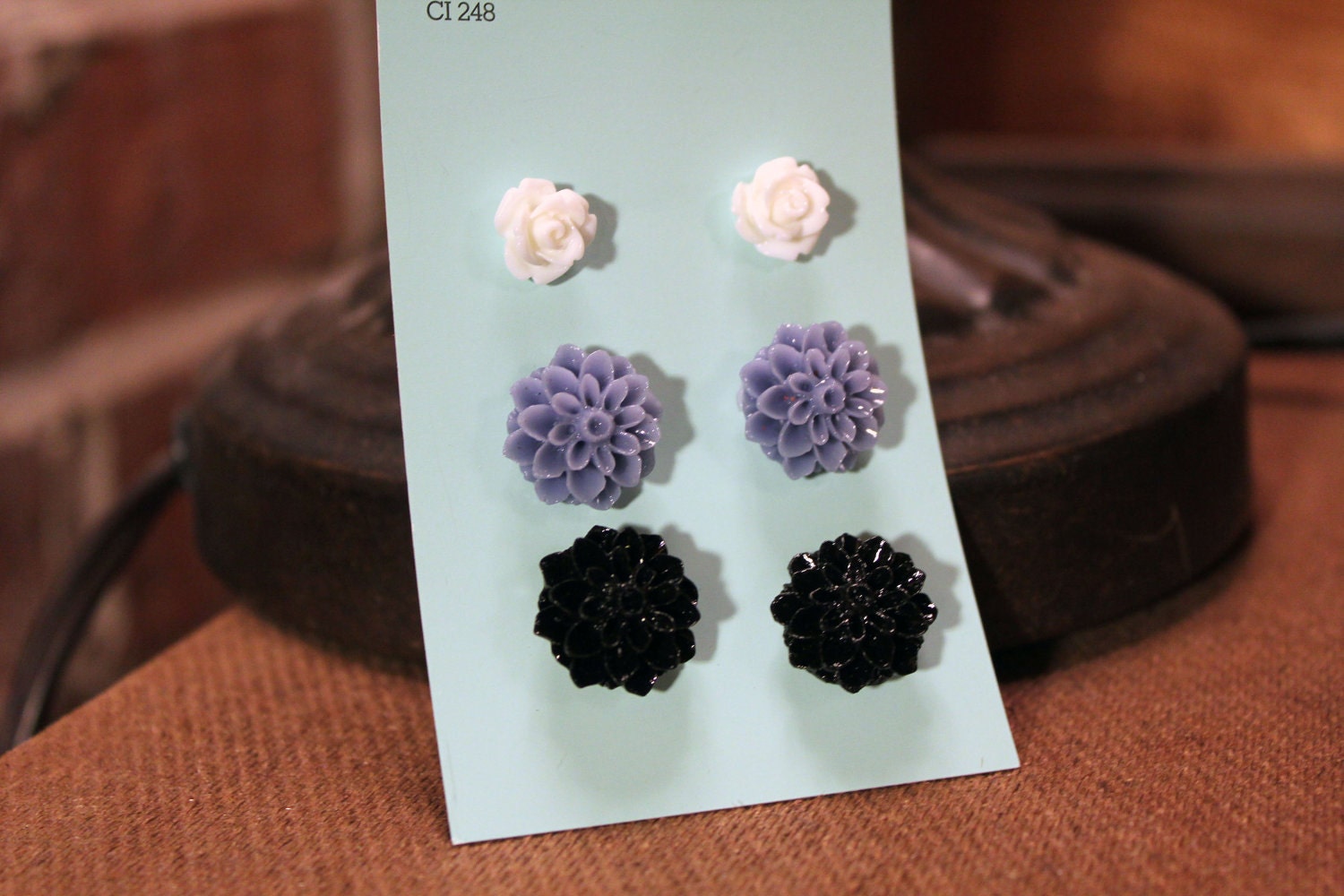 Set of 3 black n white and grey all over studs