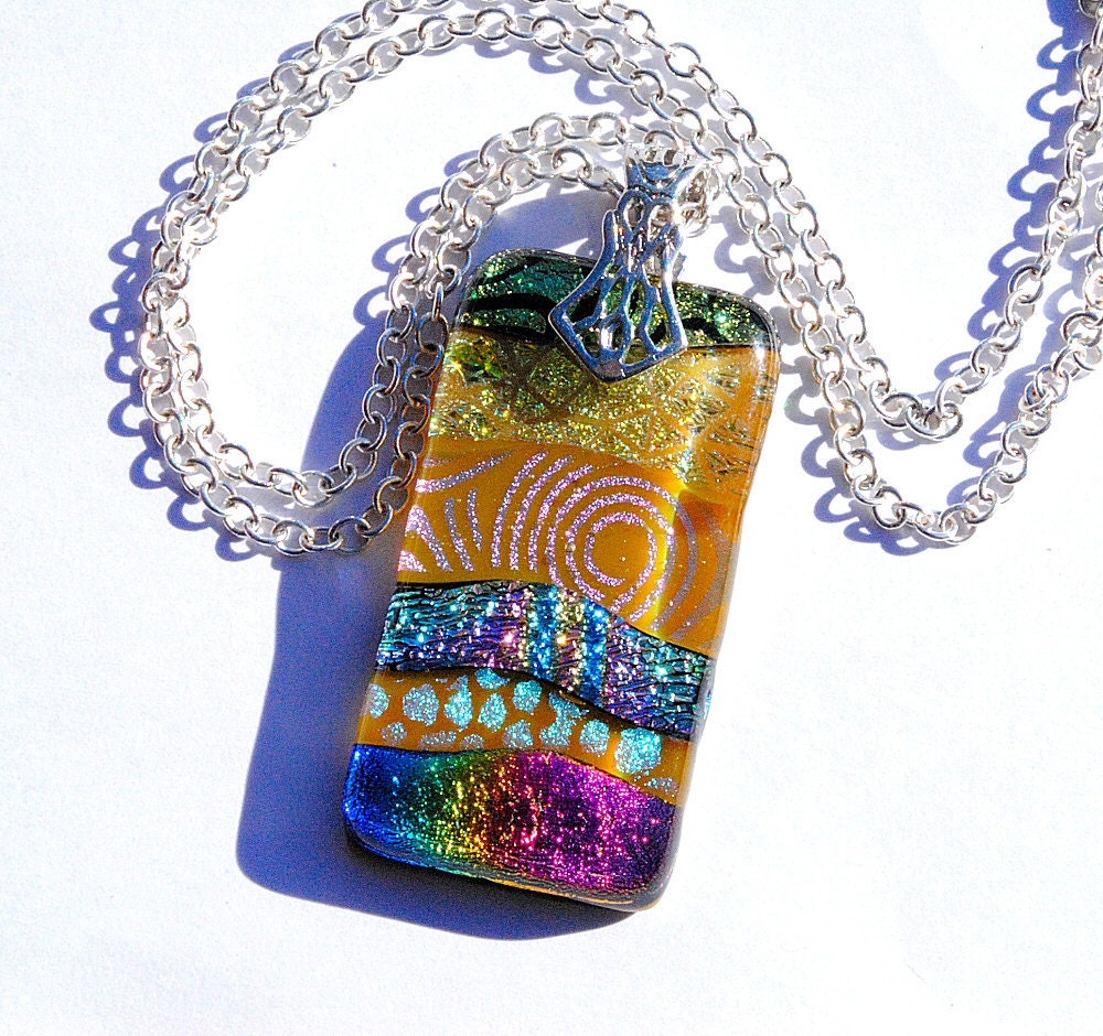Celebration, Fused Glass Jewelry, Dichroic Pendant, Spring, Colorful, Rainbow, Party, Confetti (Item 10103-P)