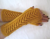 Mustard fingerless gloves / wrist warmers - 100 per cent merino wool - New Colour