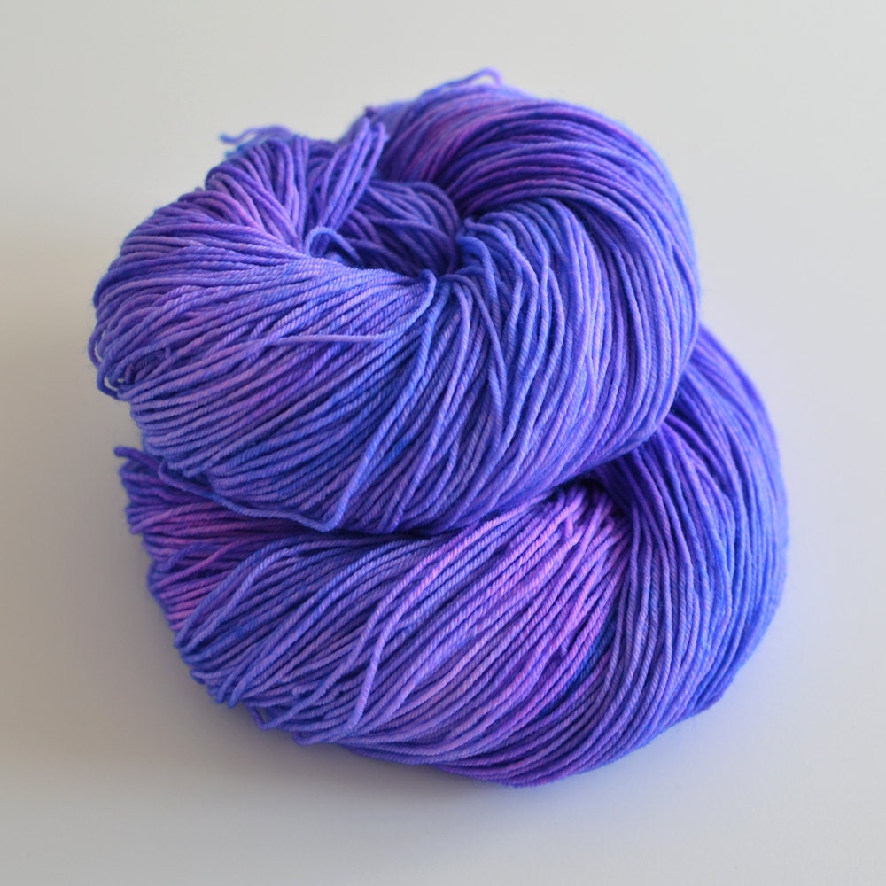 Hand Dyed Yarn - Superwash Falkland Merino / Nylon - 465 yards Fingering Sock Weight - 80s Disco Party in Electric Blue and Neon Purple