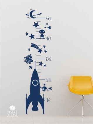 Rocket Growth Chart Wall Decal - Vinyl Wall Art