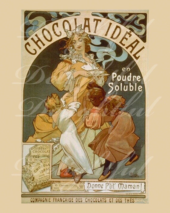 Vintage French Chocolate Digital Reproduction Print - 8 x 10