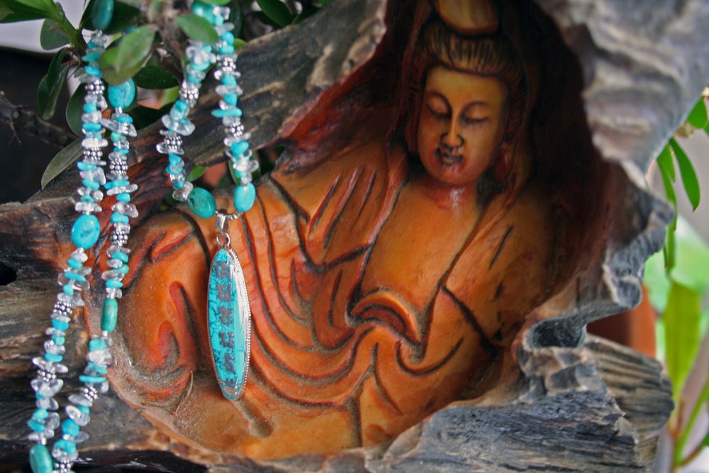 OM Necklace (Turquoise, Quartz, Sterling Silver)