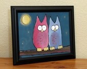 Kids Art, Whimsical Owl Painting, Childrens Artwork 12 x 9, Artwork for Kids, Wall Art, Nursery Art, Kids Room