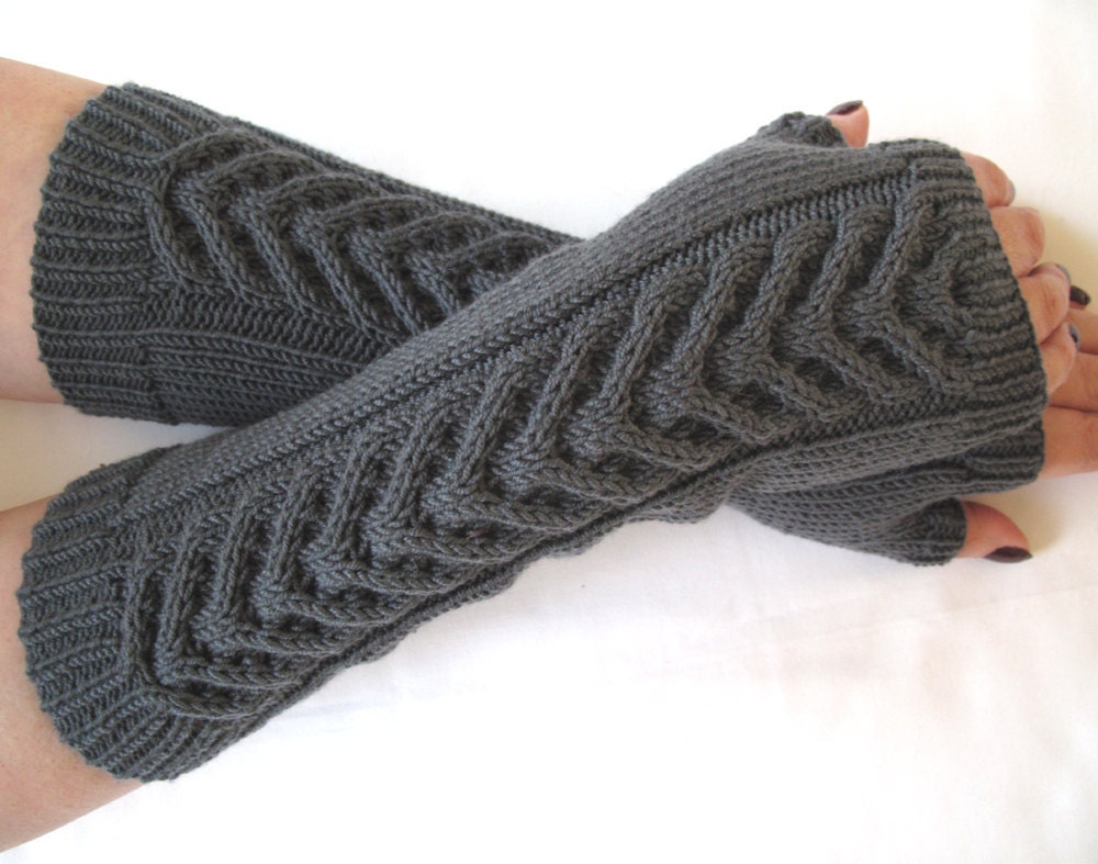 Slate grey fingerless gloves / wrist warmers - 100 per cent merino wool- OOAK- New Colour