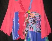 Pink and Purple Upcycled Asymmetric Hem Cardigan Plus size