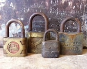 Vintage Collection of Antique Locks Lot of 4