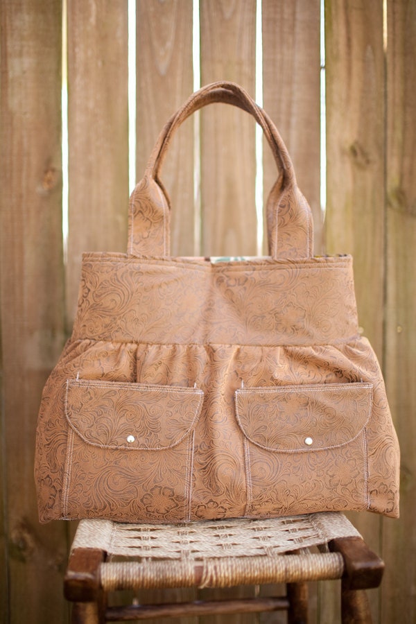 NancyJo size with Stamped Faux 2 front pockets