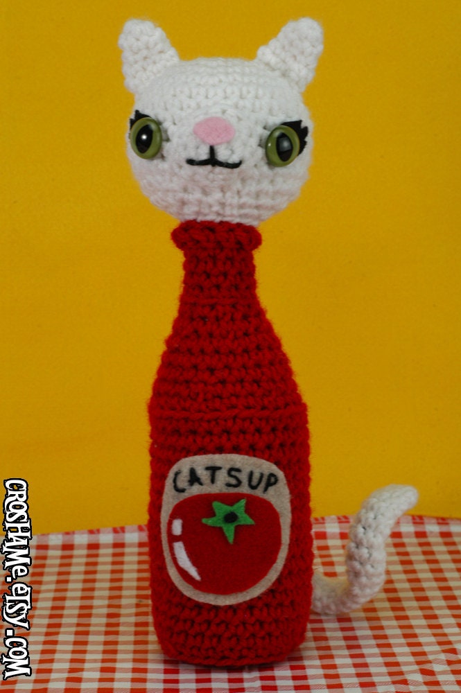 Kitty Catsup - crocheted amigurumi condiment cat