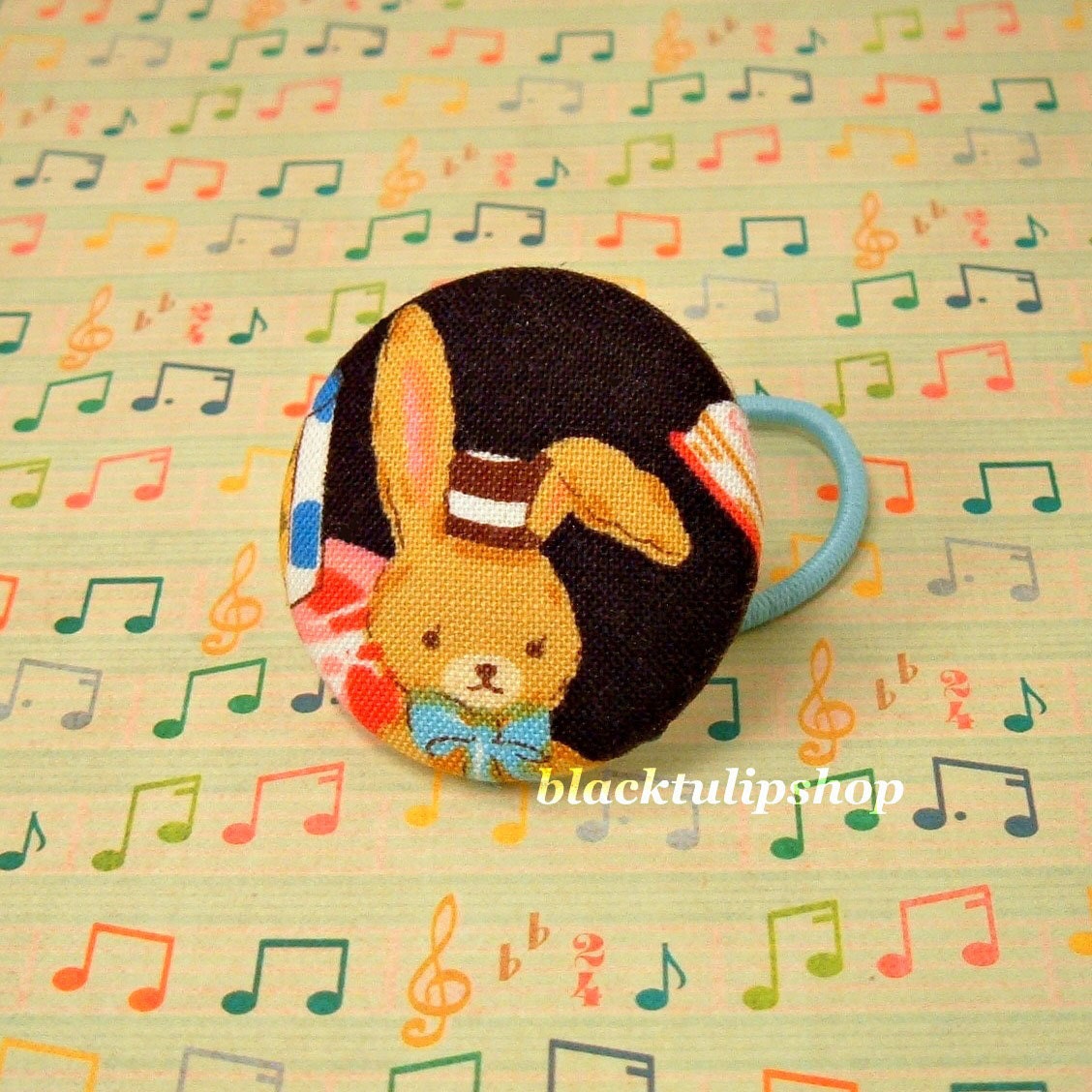Kawaii Japanese Sweet Bunny/Rabbit/Usagi With Hat And Blue Bow Tie Alice In Wonderland Ponytail Loop/Ponytail Holder