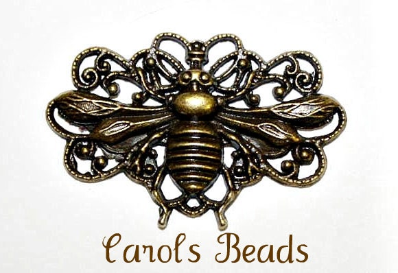 Antiqued Brass Pewter Bumble Bee Charms/Connectors- 2 pcs