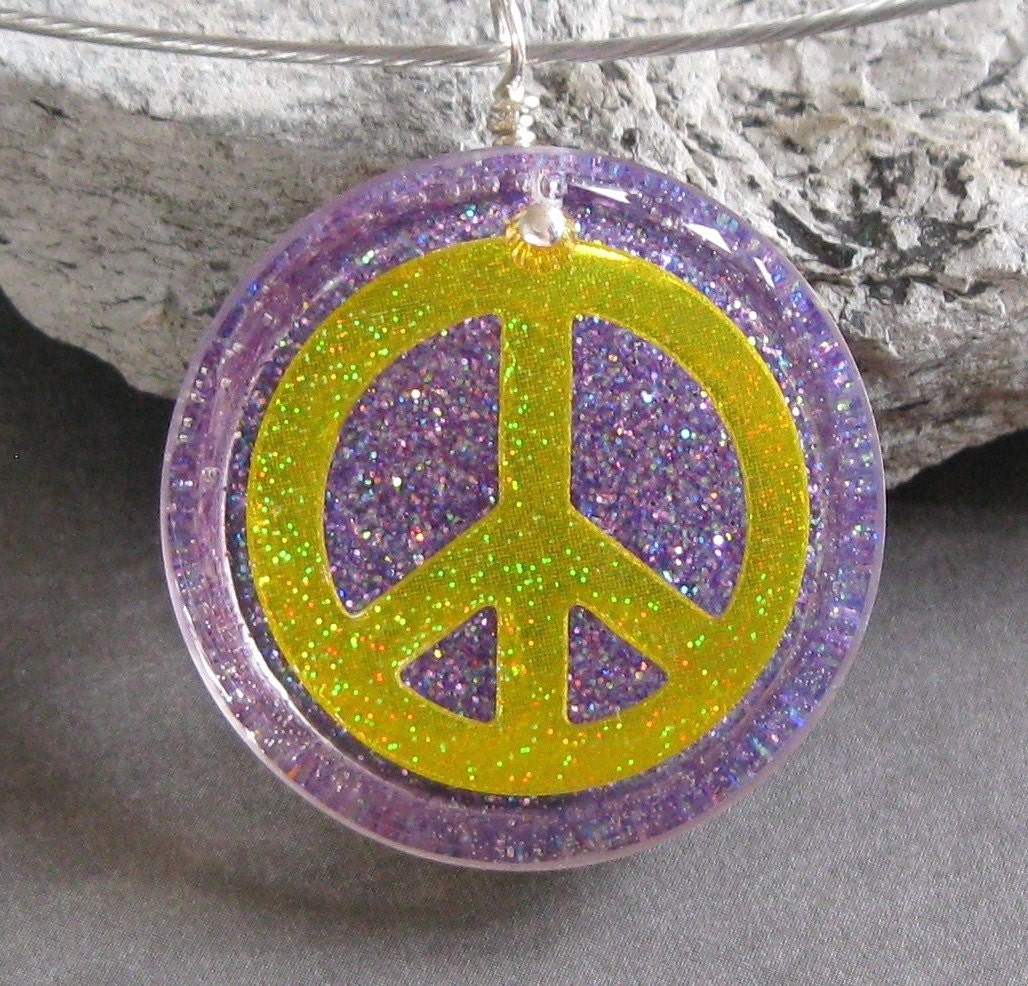 Make Love Not War Hippie Sixties Peace Sign sterling silver swarovski pendant necklace Hippie Chic Boutique