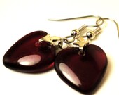 Red Heart Earrings - Dark Red Earrings - Burgundy Blood Passion  - Red Jewelry