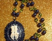No Regrets- Tattoo Vintage Hands Rhinestone Cameo Necklace  n122
