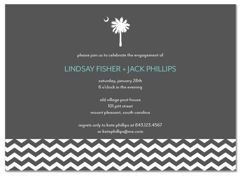 PRINTABLE - Modern Chevron Rehearsal Dinner / Birthday / Wedding / Engagement Invitation - South Carolina / Palmetto Moon