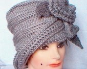 Womens Crochet Hat - Crochet Cloche Hat - Women Hat, Gray Hat - Made with Acrylic Yarn -Flatters All Head Sizes Spring Fashion