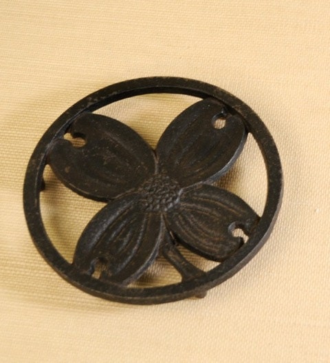 Cast Iron Dogwood Trivet 1950 by H. Burns
