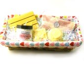 Vanilla Pomegranate Gift Basket - Soap Massage Bars Soap Dish and Whipped Body Butter