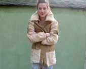 Suede Jacket with Lambs Wool Trim Vintage 70s