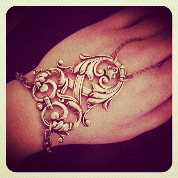 Victrix - Slave Bracelet Ring - Antique Gold Filigree Made in USA findings