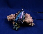 Deep Space Cuttlefish Necklace - Handmade Polymer Clay Jewelry
