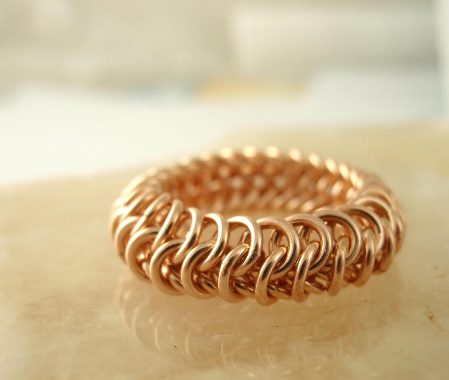 Solid Bronze Ring - Flexible Chainmaille VII - European 4-1