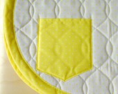 Vintage Quilted Placemats in Yellow and White Polka Dots - With Pockets