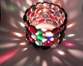 Colorful Stained Glass gem CandleHolder - light show - Home Decor