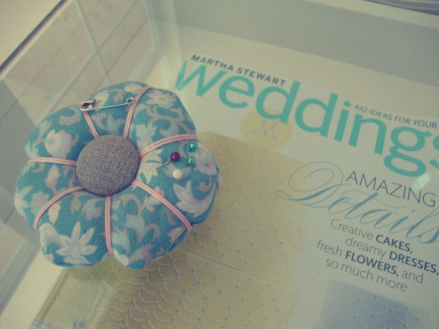 Chic Vintage Teal Pincushion
