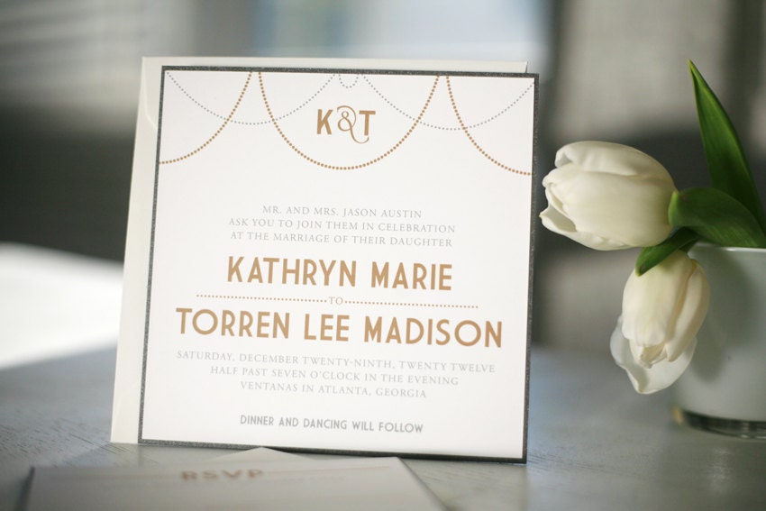 Deco Garland Wedding Invitation Suite