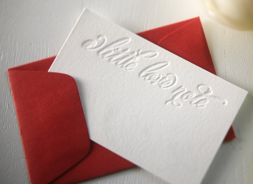 Letterpress Valentines Card - Little love notes mini gift cards