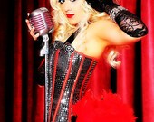 DIVA- Circus Corset Burlesque Costume Red Black