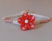 Red Flower Hemp Bracelet