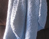 Knit Baby blanket, Alpaca blanket (light blue)