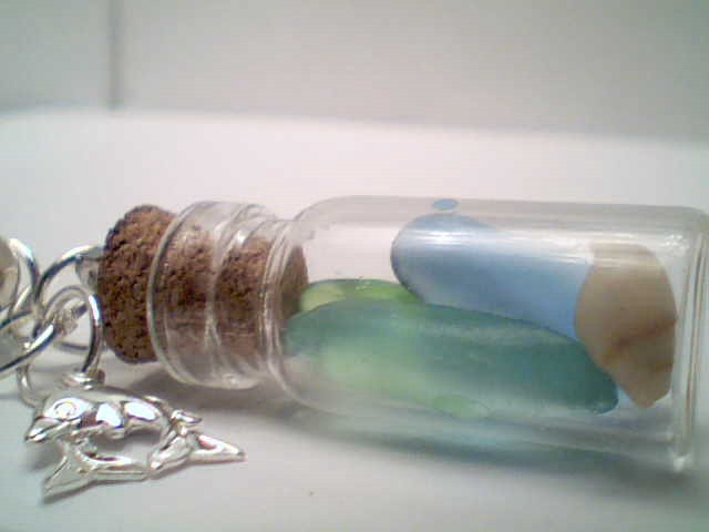 Genuine mixed rare Beach sea glass gemstone jewelry bottle handmade necklace