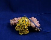 Blue Ringed Octopus Necklace - Yellow & Blue Polymer Clay Cephalopod Jewelry