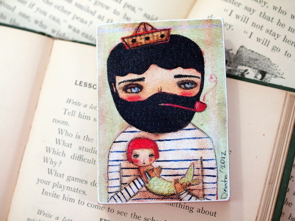 A great catch - ACEO Giclee Reproduction Mounted On Wood Block by Danita Art (2.5  x 3.5 Inches Print)