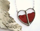 Crimson Heart- Natural Red Butterfly Wings Necklace, be mine
