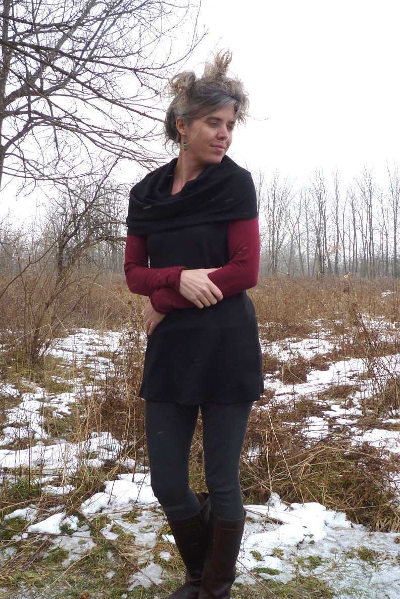 Organic Clothing - Soft Merino Wool Sleeveless Cowl Tunic - Color Choice - Handmade and Custom Fit