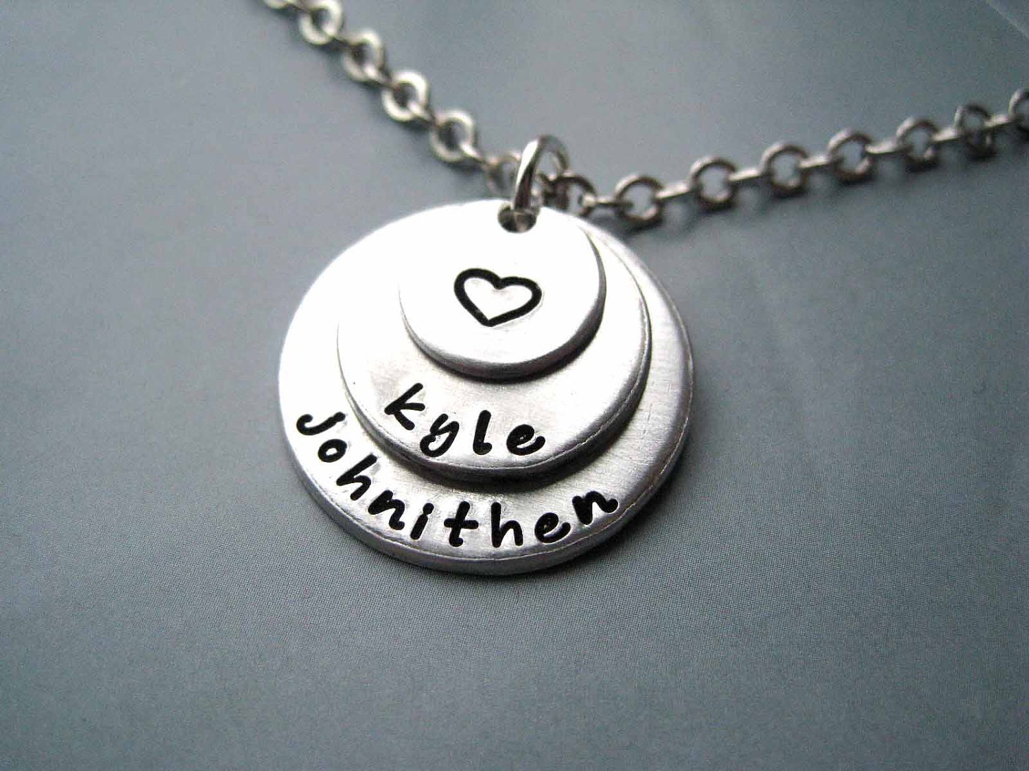 Baby Name Necklace Shiny Matte Customized Silver Name Necklace Personalize children stamped stamp