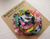 Bohemian Blossom Tiered Fabric Calico Layer Hair Clip - Shabby Chic . Ruffle . Candy . Bright . Happy . Spring .