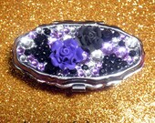 Purple & Black  Decoden Decora rhinestone  pill case PB24