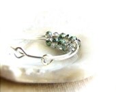 Sahara Green Asian Crystal, Silver Brass - Hoop Earrings - Spring Fashion