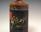 Faux Metal Ceramic Conetop Beer Can in Black, Red, Yellow, Rust Glasgo Label with Bottlecap