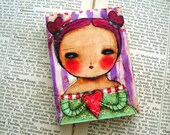 I Love You (Big heart) - ACEO Giclee Reproduction Mounted On Wood Block by Danita Art (2.5  x 3.5 Inches Print)