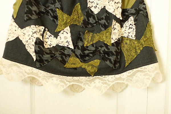 Grey and Olive Bow Girls Skirt 4/5/6