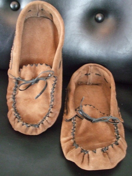 Moccasin, Hand sewn Buffalo, Bison Suede Moccasin