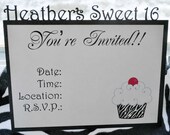 25 Personalized Laser Cut 4x5 Cardstock for DIY Sweet 16 Birthday Invitations