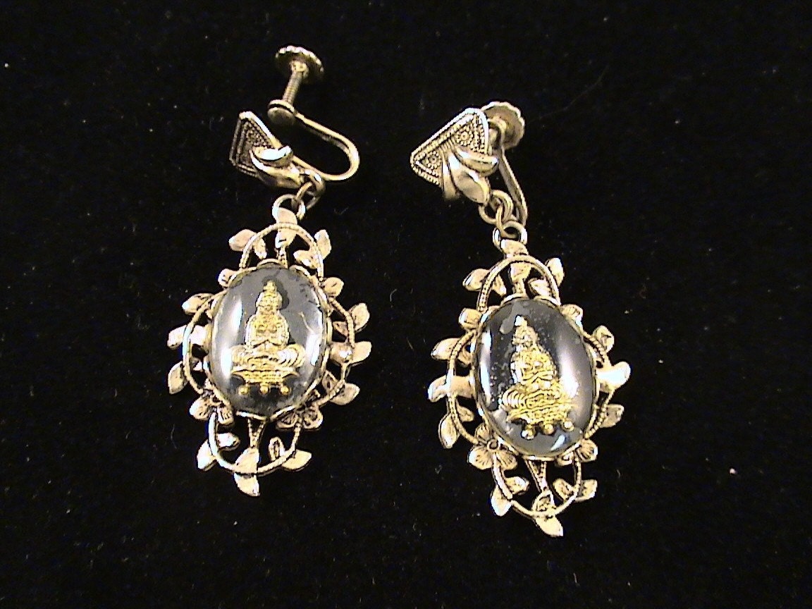 Indian Deity Vintage Drop Earrings